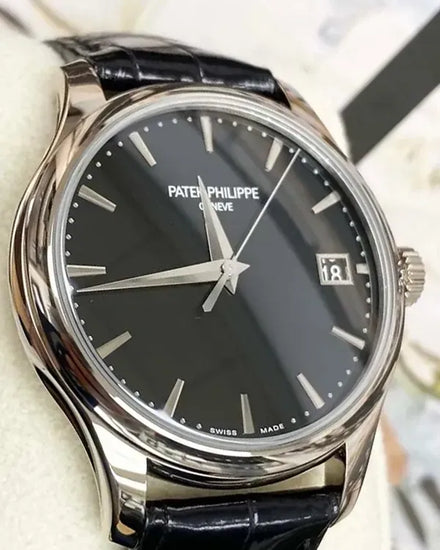 2021 Patek Philippe Calatrava 39MM Black Dial Leather Strap (5227G-010)