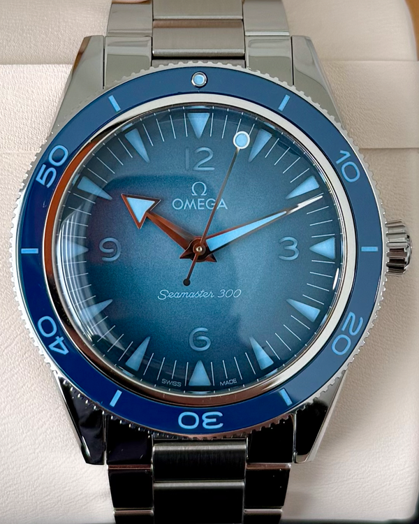 2024 Omega Seamaster Diver 300M 75th Anniversary "Summer Blue" 41MM Blue Dial Steel Bracelet (234.30.41.21.03.002)