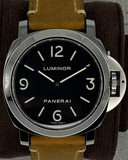 2015 Panerai Luminor Base 44MM Black Dial Aftermarket Leather Strap (PAM00112)