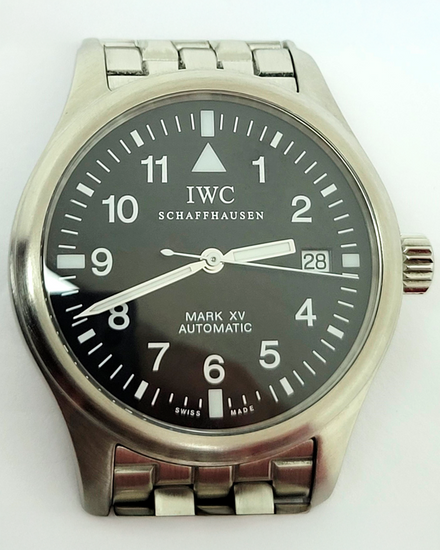 IWC Schaffhausen Spitfire Mark XV 38MM Black Dial Steel Bracelet (3253-07)