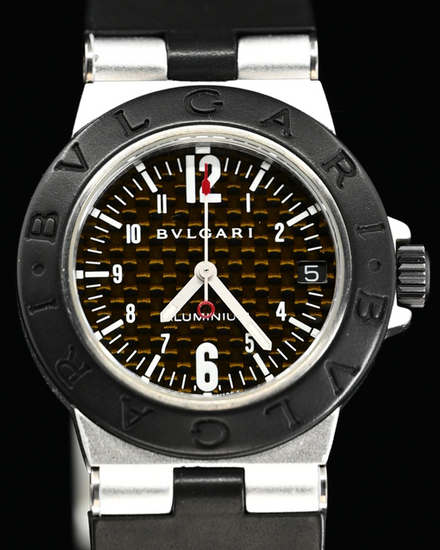 No Reserve - Bvlgari Diagono Aluminium 32MM Quartz Carbon Fiber Dial Rubber Strap (AL 32 TA)