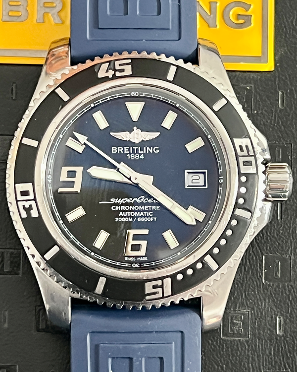 2017 Breitling Superocean 44MM Black Dial Rubber Strap (A17391A8/BA77)
