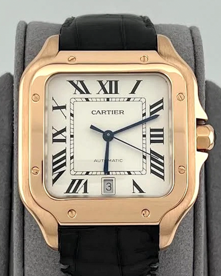 Cartier Santos de Cartier 39.8MM Silver Dial Leather Strap (WGSA0011)