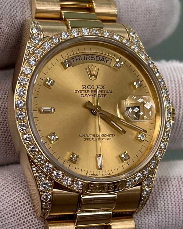 Rolex Day-Date 36MM Champagne Dial Yellow Gold President Bracelet (18138)
