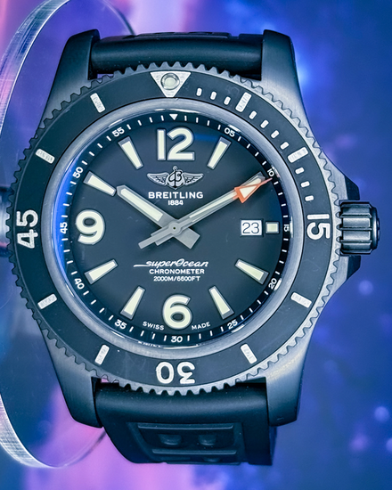 No Reserve - 2021 Breitling Superocean 46MM Black Dial Rubber Strap (M17368)