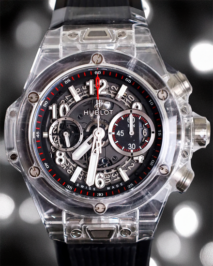 Hublot Big Bang Unico "Magic Sapphire" 45MM Skeleton Dial Rubber Strap (411.JX.1170.RX)