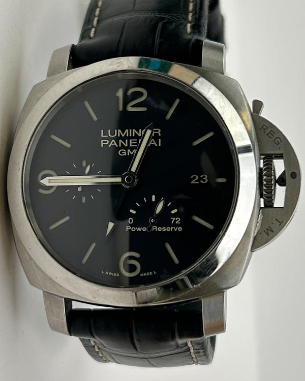 Panerai Luminor 1950 3 Days GMT 44MM Black Dial Leather Strap (PAM00321)