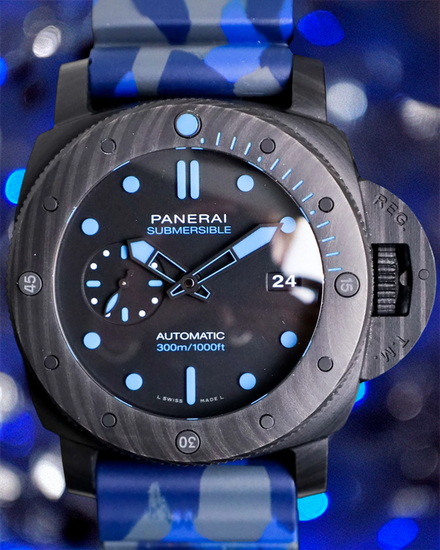 2013 Panerai Submersible Carbotech 47MM Black Dial Rubber Strap (PAM01616)