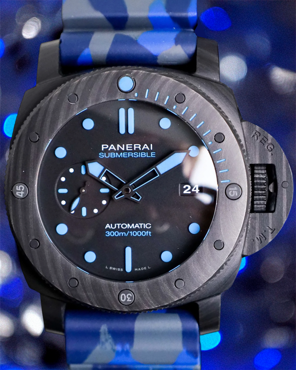 2013 Panerai Submersible Carbotech 47MM Black Dial Rubber Strap (PAM01616)