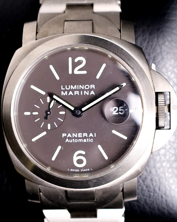 2008 Panerai Luminor Marina 44MM Black Dial Titanium Bracelet (PAM00279)