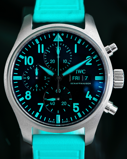 2024 IWC Schaffhausen Pilot Chronograph "Mercedes AMG Petronas F1" 41MM Black Dial Rubber Strap (IW388108)
