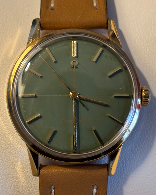 Omega Seamaster 35MM Aftermarket Green Dial Aftermarket Leather Strap (286-30SC)