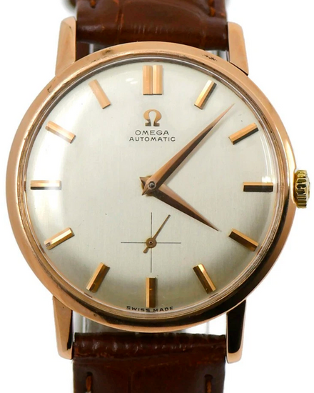 Omega Vintage 34MM Silver Dial Aftermarket Leather Strap (2898SC)
