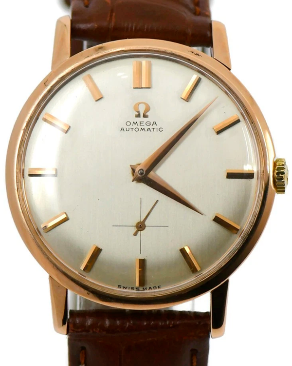 Omega Vintage 34MM Silver Dial Aftermarket Leather Strap (2898SC)