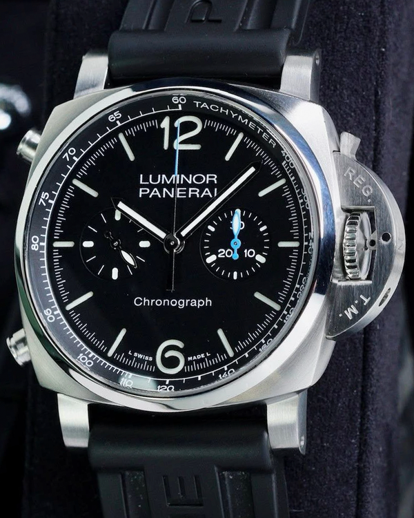 2022 Panerai Luminor Flyback Chronograph 44MM Black Dial Rubber Strap (PAM01109)