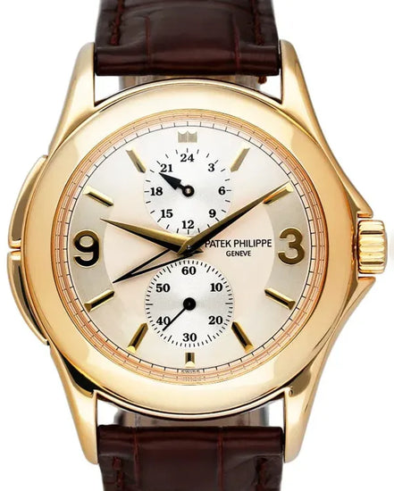 Patek Philippe Calatrava Travel Time 37MM Silver Dial Leather Strap (5134J-001)