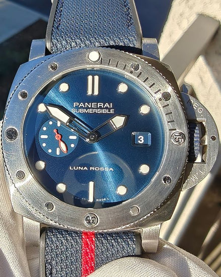 2024 Panerai Submersible Quarantaquattro Luna Rossa 44MM Blue Dial Textile Strap (PAM01391)