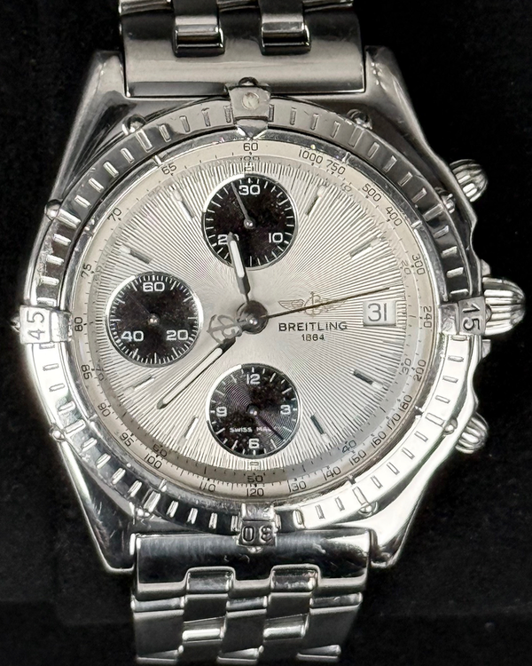 Rare Breitling Chronomat 40MM Silver "Panda" Dial Steel Bracelet (A13050)