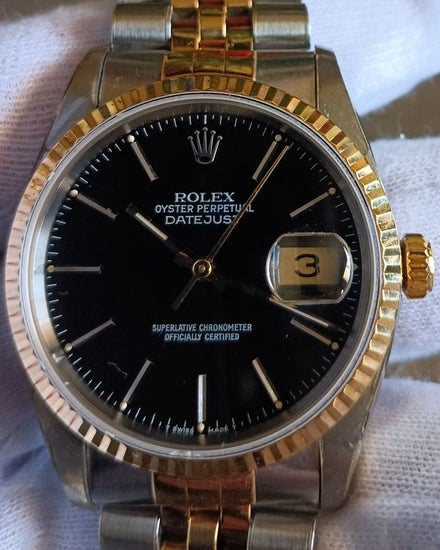 1993 Rolex Datejust 36MM Black Dial Two-Tone Jubilee Bracelet (16233)
