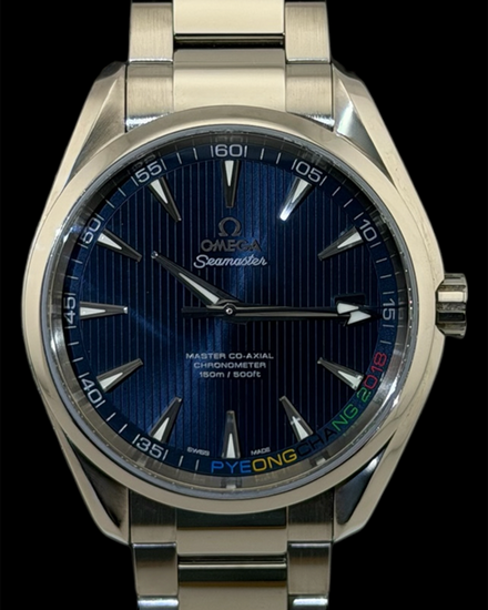No Reserve - 2019 Omega Seamaster Aqua Terra 150M "Pyeongchang 2018" L.E. 41.5MM Blue Dial Steel Bracelet (522.10.42.21.03.001)