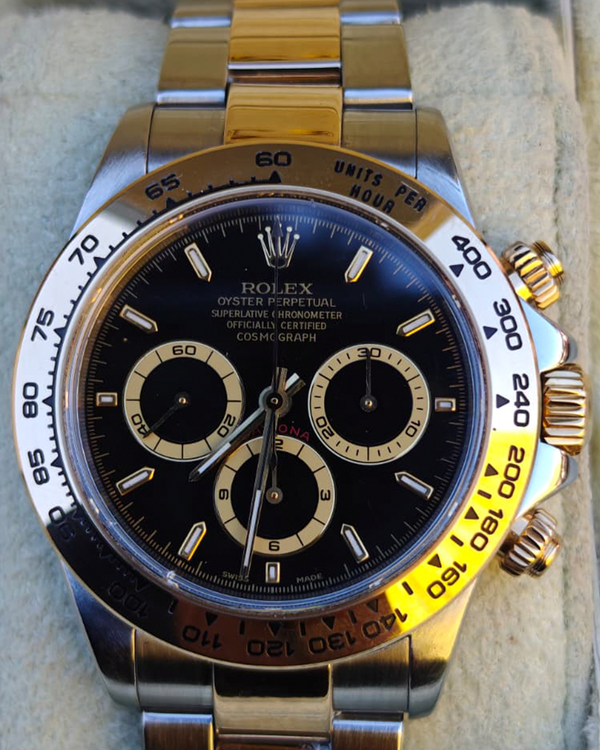 Rolex Cosmograph Daytona 40MM Black Dial Two-Tone Oyster Bracelet (116523)