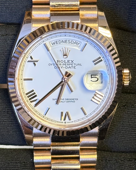 2024 Rolex Day-Date 36MM White Dial Rose Gold President Bracelet (128235)