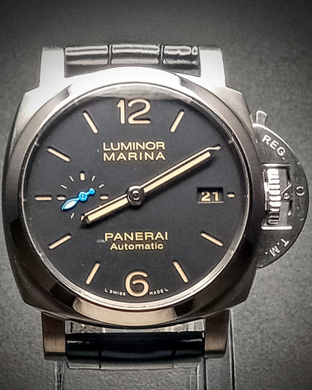 2017 Panerai Luminor Marina 1950 3 Days 42MM Black Dial Leather Strap (PAM01392)