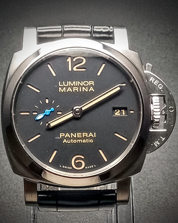 2017 Panerai Luminor Marina 1950 3 Days 42MM Black Dial Leather Strap (PAM01392)