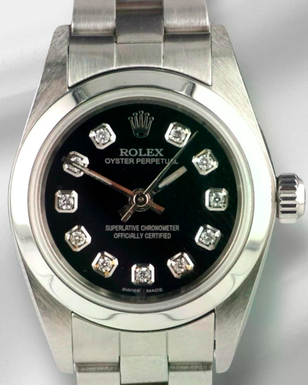 Rolex Oyster Perpetual 24MM Aftermarket Black Dial Oyster Bracelet (67180)