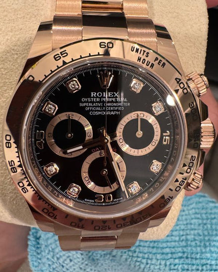 2022 Rolex Cosmograph Daytona 40MM Black Dial Rose Gold Oyster Bracelet (116505)