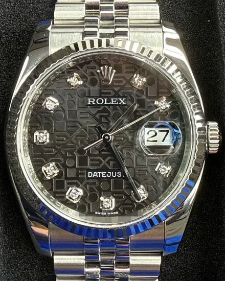 Rare 2009 Rolex Datejust 36MM Black "Jubilee" Dial Super Jubilee Bracelet (116234)