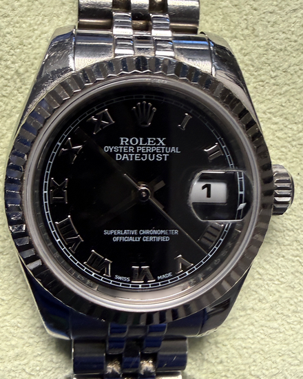 2007 Rolex Lady-Datejust 26MM Black Dial Jubilee Bracelet (179174)