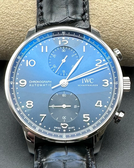 2025 IWC Schaffhausen Portugieser Chronograph 41MM Blue Dial Leather Strap (IW371606)