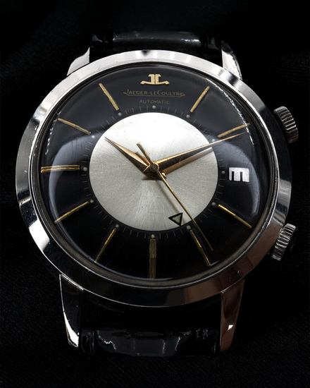 Jaeger-LeCoultre Memovox 37MM Aftermarket Black "Tuxedo" Dial Aftermarket Leather Strap (E855)
