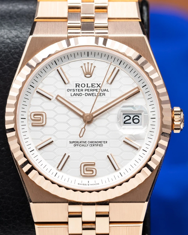 2025 Rolex Land-Dweller 40MM White Dial Rose Gold Flat Jubilee Bracelet (127335)