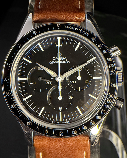 2020 Omega Speedmaster Professional Moonwatch Anniversary Series "First Omega In Space" S.E. 39.7MM Black Dial Leather Strap (311.32.40.30.01.001)