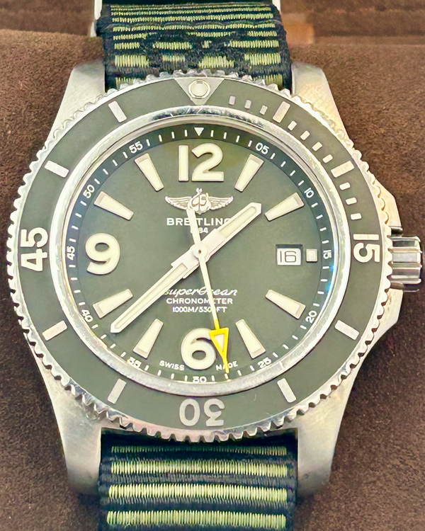 Breitling Superocean "Outerknown" S.E. 44MM Green Dial Textile Strap (A17367A11L1W1)