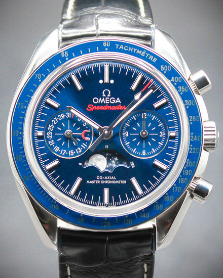 2024 Omega Speedmaster Moonphase 44MM Blue Dial Leather Strap (304.33.44.52.03.001)
