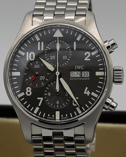 2017 IWC Schaffhausen Pilot Chronograph "Spitfire" 43MM Black Dial Steel Bracelet (IW377719)