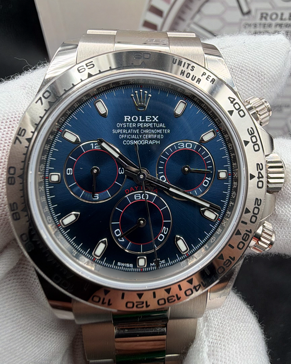 2022 Rolex Cosmograph Daytona 40MM Blue Dial White Gold Oyster Bracelet (116509)
