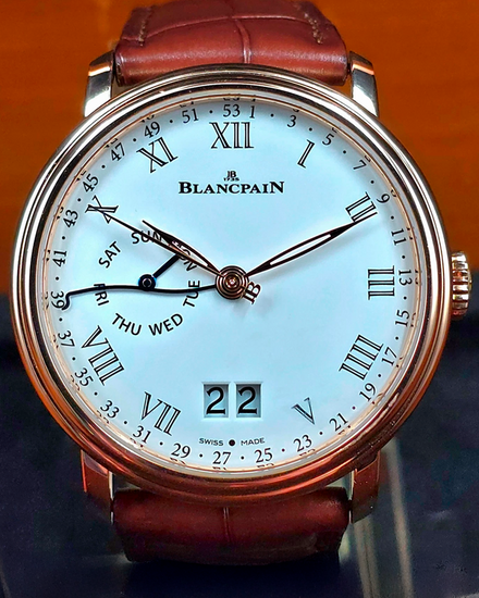 2023 Blancpain Villeret Semainier Grande Date 8 42MM White Dial Leather Strap (6637-3631-55B)