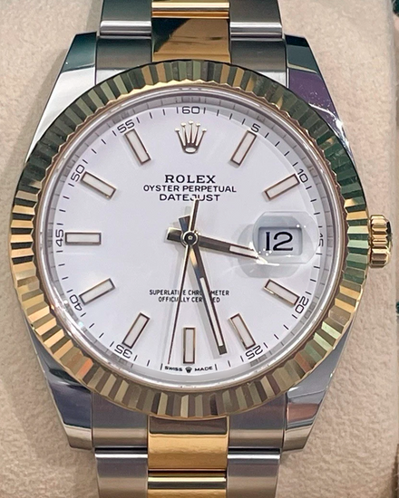 2022 Rolex Datejust 41MM White Dial Two-Tone Oyster Bracelet (126333)