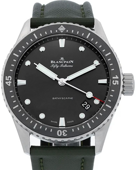 No Reserve - 2020 Blancpain Fifty Fathoms Bathyscaphe 43MM Grey Dial Textile Strap (5000-1110-B52A)