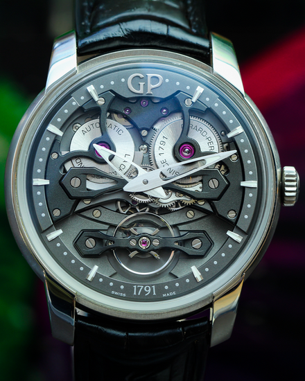 2021 Girard Perregaux Brigdes Neo Bridges 45MM Skeleton Dial Leather Strap (84000-21-001-BB6A)