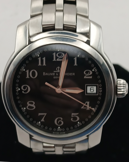 Baume & Mercier Capeland 38MM Quartz Black Dial Steel Bracelet (MV045214)