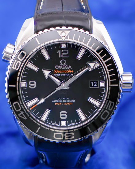 2020 Omega Seamaster Planet Ocean 600M 43.5MM Black Dial Leather Strap (215.33.44.21.01.001)