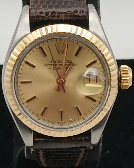 1975 Rolex Lady-Datejust 26MM Champagne Dial Aftermarket Leather Strap (6917)