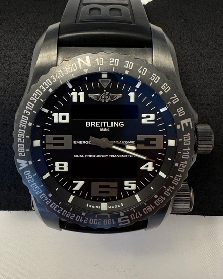 2015 Breitling Emergency Night Mission 51MM Quartz Black Dial Rubber Strap (V76325U1-BC46)