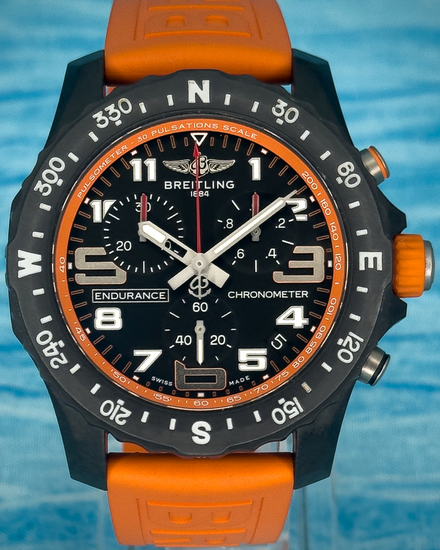 No Reserve - Breitling Endurance Pro 44MM Quartz Black Dial Rubber Strap (X82310)