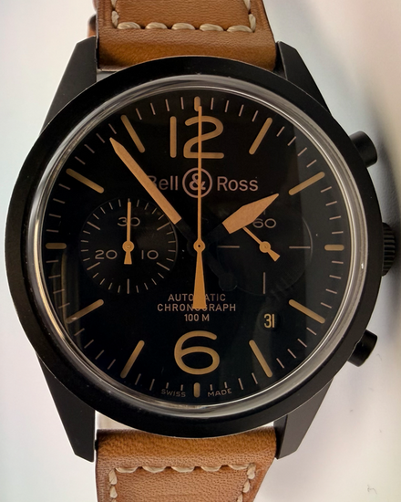 Bell & Ross BR 126 41MM Black Dial Leather Strap (BRV126-Heritage)